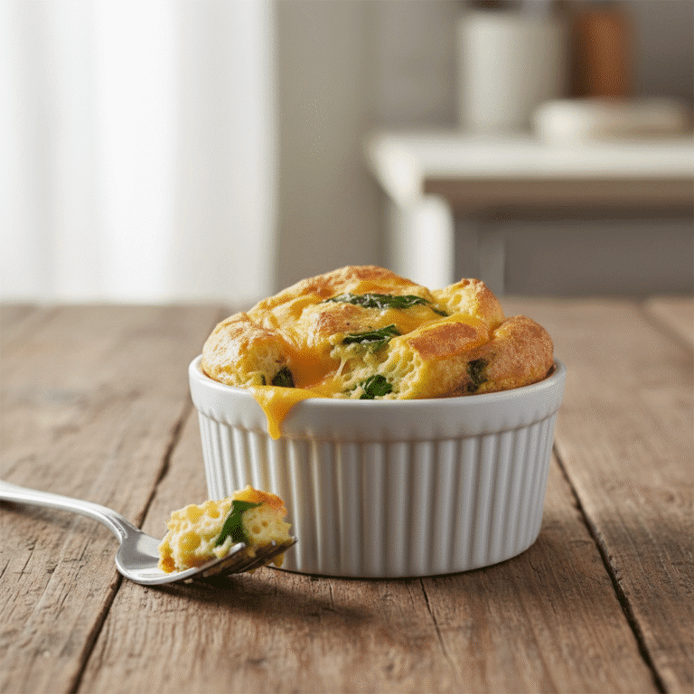Fluffy microwave egg bites with cheese and spinach, a quick and easy breakfast for busy mornings.