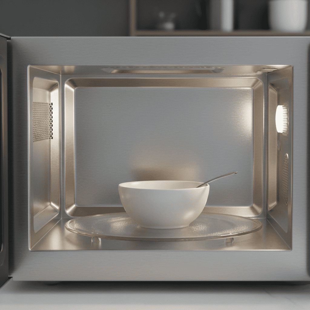 A sparkling clean microwave interior after using an easy 5-minute cleaning method.
